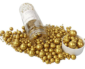 Edible Pearl Sugar Sprinkles Gold Candy 120G/ 4.2Oz Baking Edible Cake Decorations Cupcake Toppers Cookie Decorating Ice Cream T