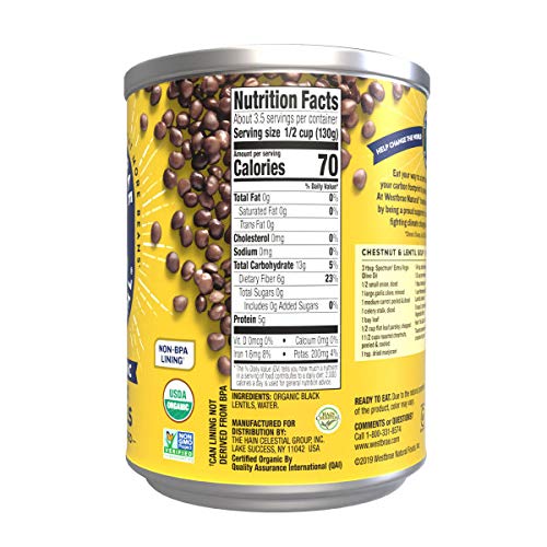 Westbrae Natural Organic Black Lentils, No Salt Added, 15 Ounce (Pack of 12)
