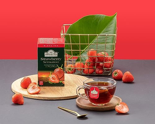 Ahmad Tea Black Tea, Strawberry Sensation Teabags, 20 Ct (Pack Of 1) - Caffeinated & Sugar-Free