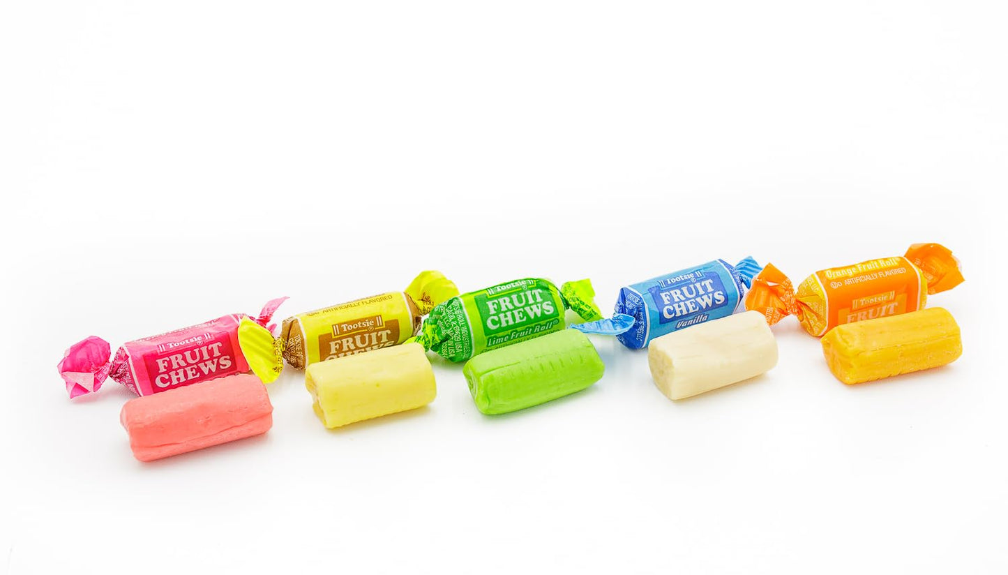Tootsie Roll Fruit Chews Candy 1 Lb - Bulk Candies Bag, Soft Fruity Candy, 5 Assorted Flavors, Gluten & Peanut Free, Individuall
