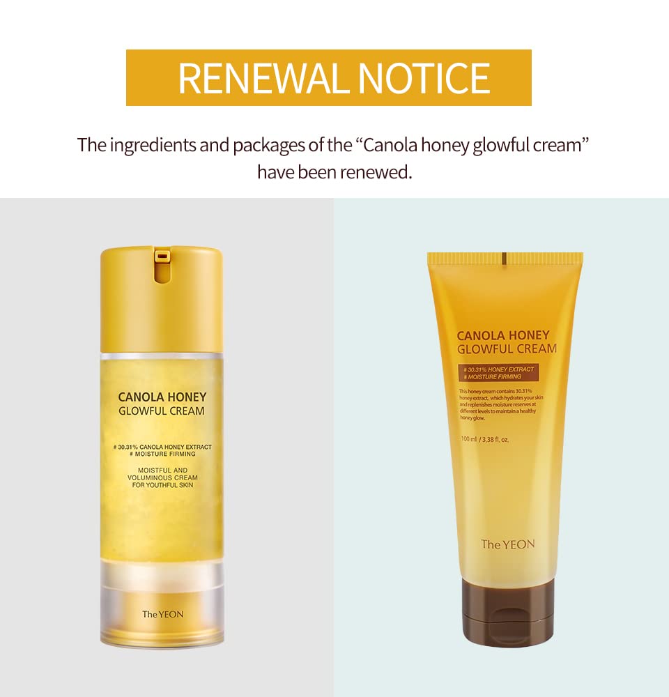 [The Yeon] Canola Honey Glowful Cream(100 Ml/Net Wt. 3.38 Oz) - Intensely Moisturizing / Slugging-Worthy Cream | Korean Skincare