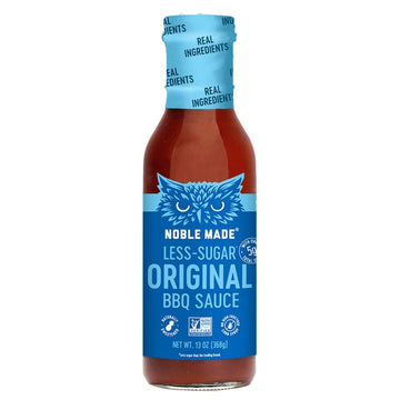 Noble Made Less-Sugar Original BBQ Marinade and Dipping Sauce, 13 fl oz Bottle, Original BBQ Sauce, Low Sugar, Whole30 Approved,