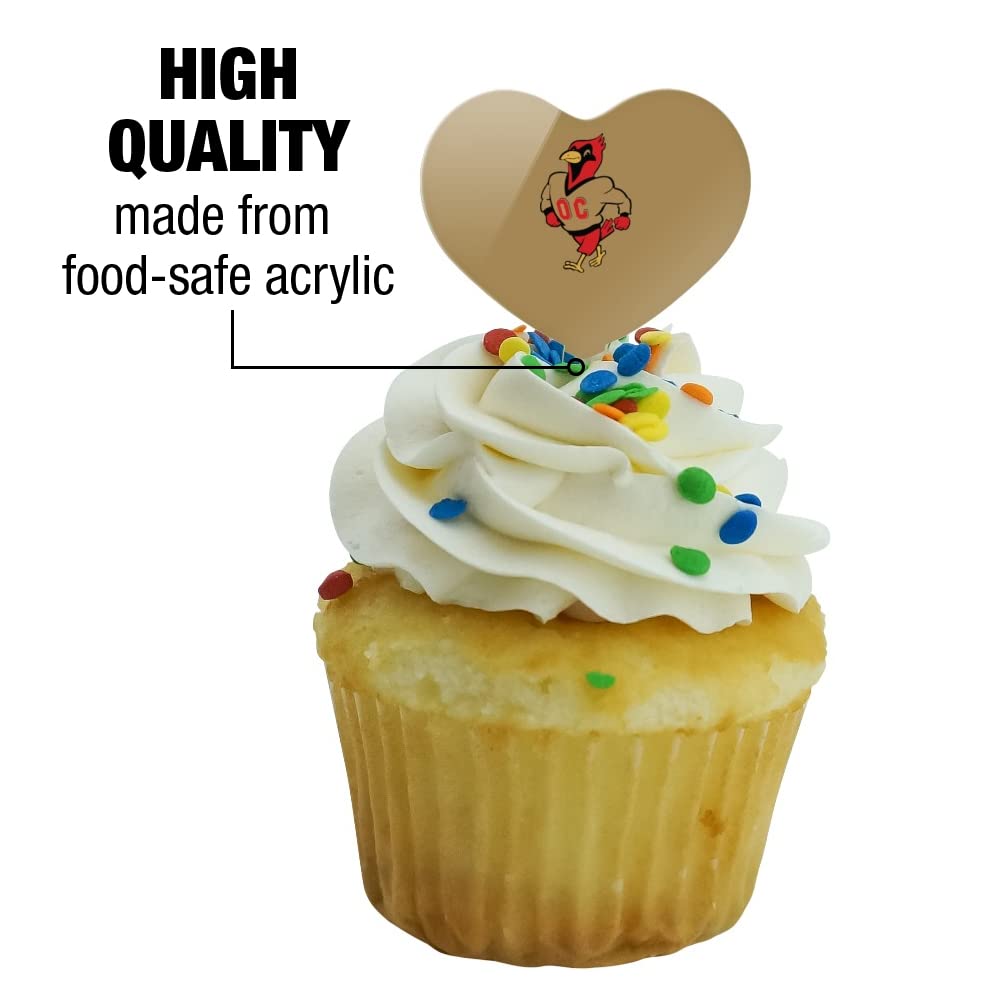 GRAPHICS & MORE Cupcake Picks Set of 6 - Acrylic Heart Toppers - Otterbein University Color - Model CUPT.HRT.ACR.6PK.CLCOTT500B