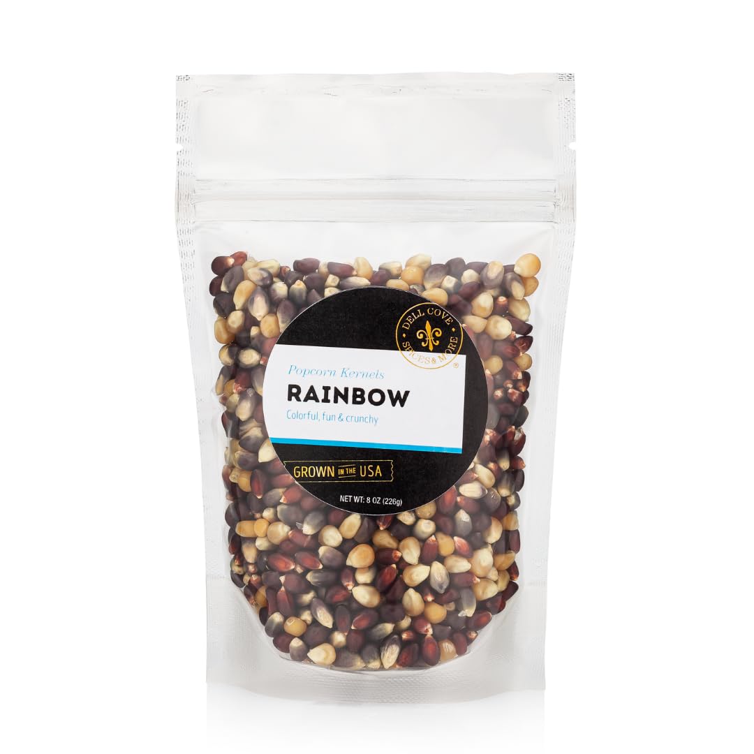 DELL COVE SPICES Rainbow Popcorn Kernels - Classic Stovetop Popcorn, 8 Ounce