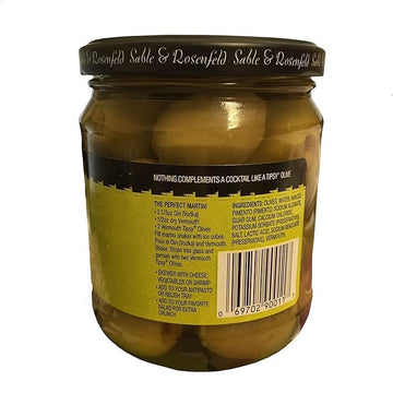 Sable & Rosenfeld Tipsy Olives - Colossal Green Olives Stuffed with Pimento - 10.6 oz (Pack of 6)