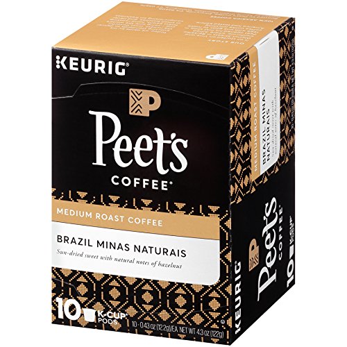 Peets Coffee Brazil Minas Naturais K-Cup Pods, Medium Roast, 10 Count, for Keurig malt-inspired