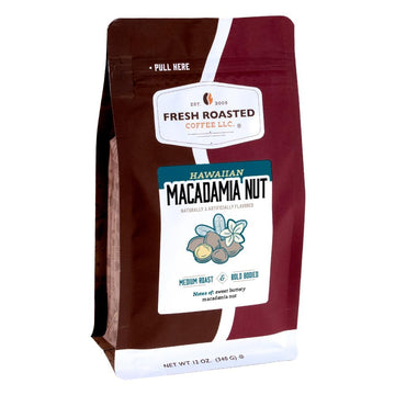Fresh Roasted Coffee, Hawaiian Macadamia Nut Flavored Coffee, 12 Oz, Medium Roast, Kosher, Ground
