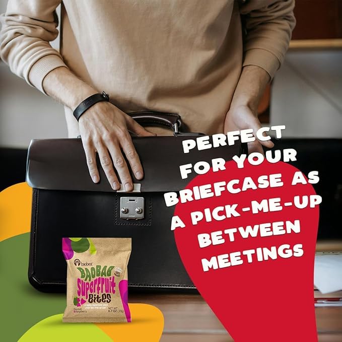 Baobest Superfruit Bites - Baobab Chews Raspberry Snack Pack - Vegan, Gluten Free, Preservative Free, Palm Oil Free, High Vitami
