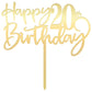 Happy 20Th Birthday Cake Topper - Mirrored Gold Acrylic, Party Decorations