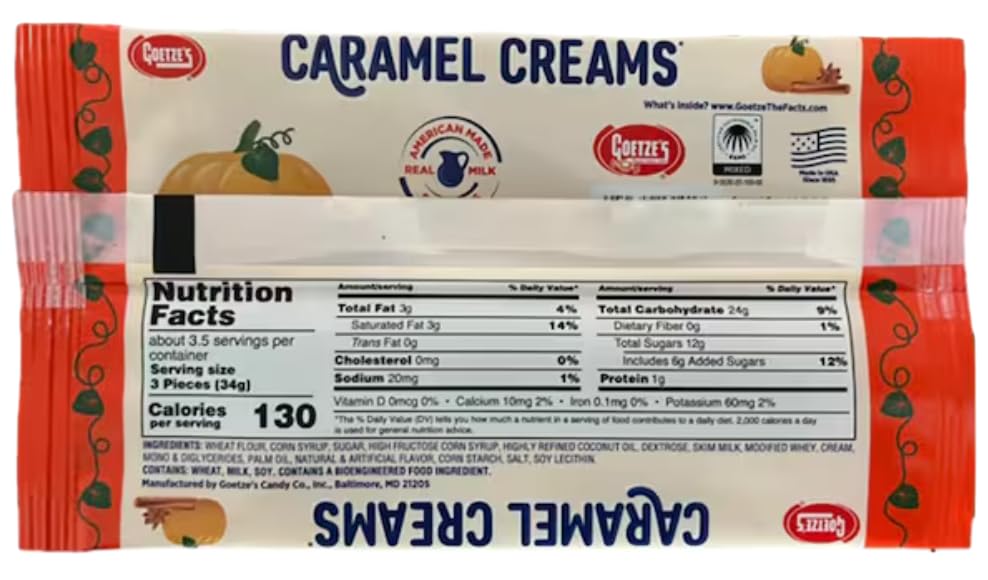 Original Pumpkin Spice Caramel - Made With Real Milk And Cream - Goetze Candy Individually Wrapped Pack Of 2 | Joy Bringers Mint