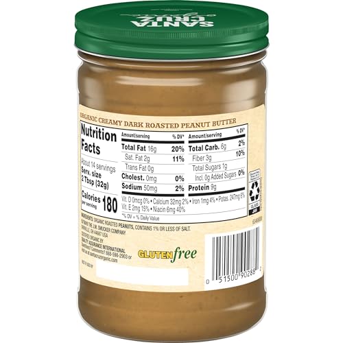 Santa Cruz Organic - Peanut Butter Organic Dark Roast Creamy - Case Of 6-16 Ounce