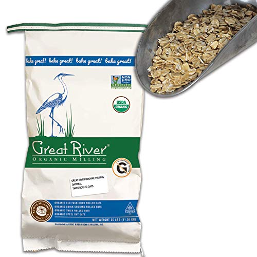 Great River Organic Milling Organic Extra Thick Rolled Oats | Whole Grain, Non-GMO, Kosher Certified | Hearty Texture for Oatmea