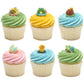 Spring Critters - Duck, Snail, Caterpillar, Ladybug, Bee Edible Sugar Cake Toppers, 12 Count