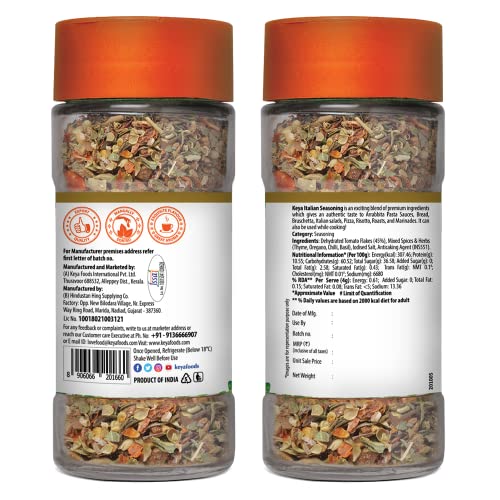 Keya Italian Seasoning, All Natural & Healthy Italian Spice Blend For Pizza, Pasta| Glass Bottle | Premium Herbs And Spices 35Gm