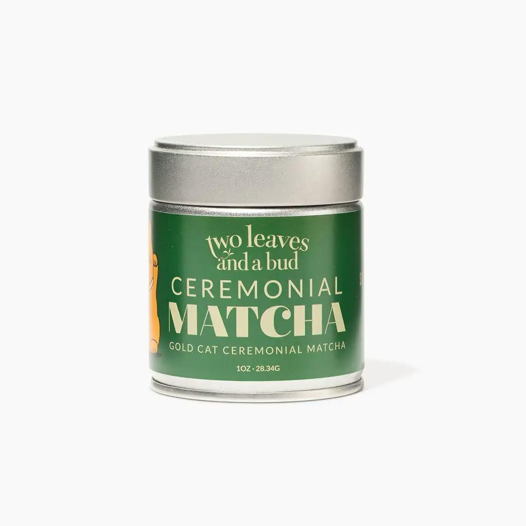 Two Leaves and a Bud Organic Ceremonial Matcha Green Tea (18 Servings), 100% Japanese Matcha powder, 1oz Tin (28.34g)