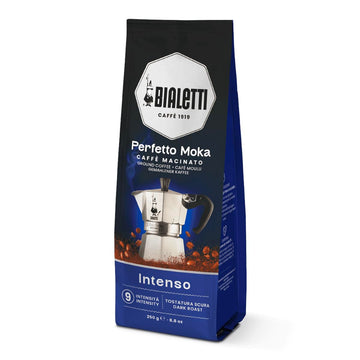 Bialetti Moka Café Moulu Intenso Dark Roast Coffee, 250g (8.82 oz), Plastic, Model 8006363031608