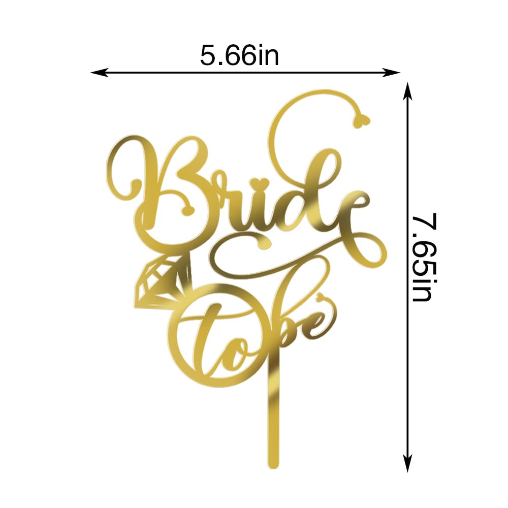 Qertesl Bride To Be Cake Topper - With Glitter Ring Bridal Shower Cake Pick Decorations,Wedding Engagement Theme,For Wedding Sho