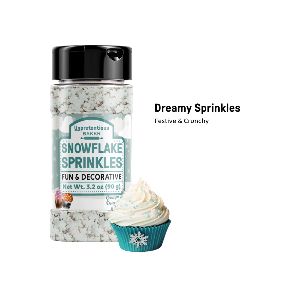 Unpretentious Snowflake Sprinkles, 3.2 Oz, Cake & Cookie Decorations, Light & Fun, Winter Shapes