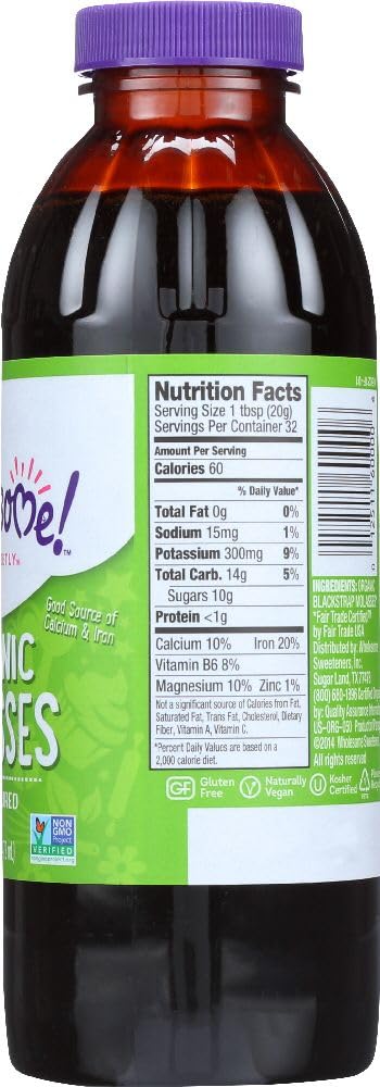 WHOLESOME SWEETENERS Molasses Blackstrap ORG F, 16 OZ, PK- 12