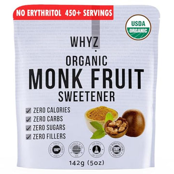 Organic Monk Fruit Extract, 5 oz, Pure Monk Fruit Sweetener Organic No Erythrytol and Zero Calorie, Sugar Substitute, Powdered M