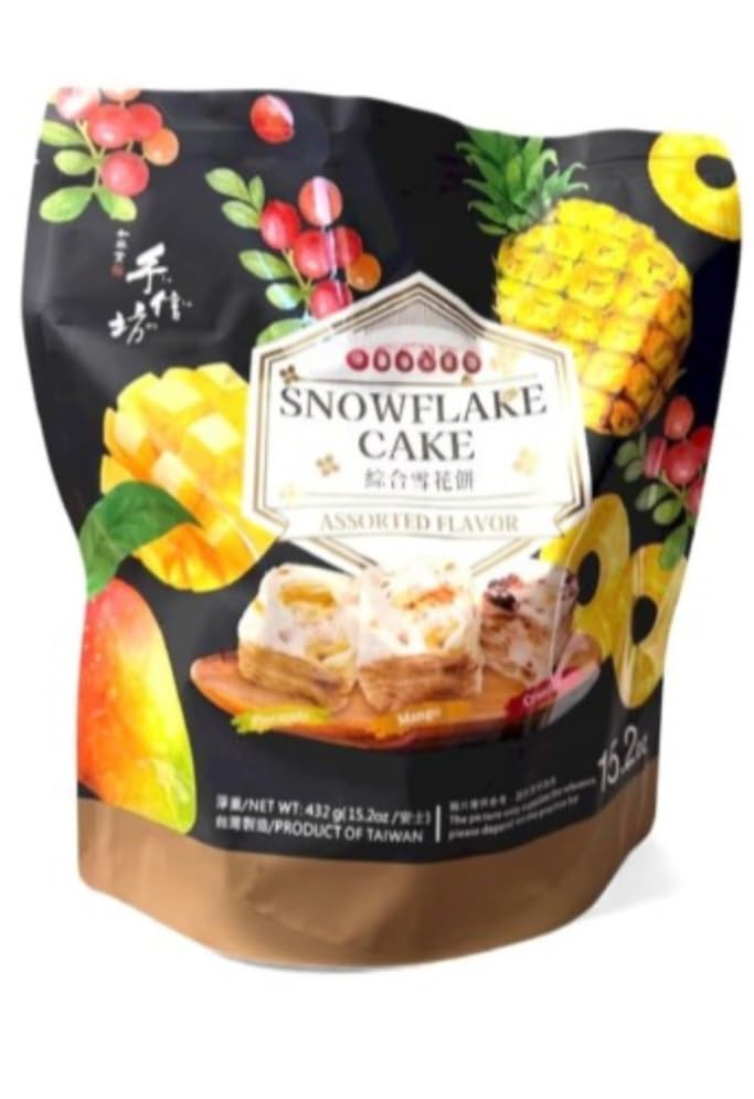 Snowflake Cake Asian Snacks Lunar New Year Desserts Assorted Flavors - Pineapple  Mango & Cranberry - 15.2 Oz (36 Pieces