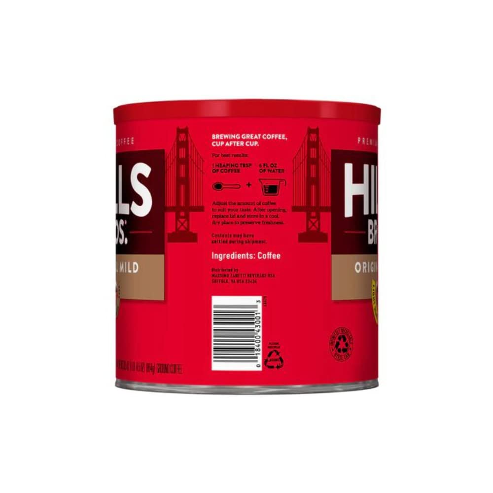 Hills Bros Original Mild Blend Ground Coffee, Light Roast, 30.5 Oz Can