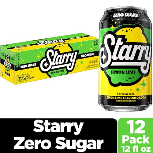 Starry Zero Sugar Lemon Lime Soda  12 Fl Oz Cans (Pack of 12)