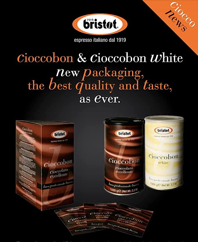 Bristot Cioccobon White Hot Chocolate Mix - Premium Italian Drinking Chocolate - 2.2 Lbs (1Kg)