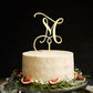 Kiskistonite Initials M Cake Topper, Monogram Cake Topper M, Rustic Wedding Cake Topper, Wreath Letter M Cake Topper, Mirror Gol