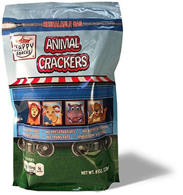 HAPPY SNACKS, CRCKRS, CIRCUS ANML, BAG, Pack of 6, Size 8 OZ - No Artificial Ingredients Dairy Free Contains Refined Sugar Low S