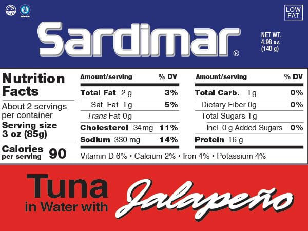 Sardimar Chunk Light Tuna in Jalapeño, 4.94 oz, Pack of 12, Model 241083