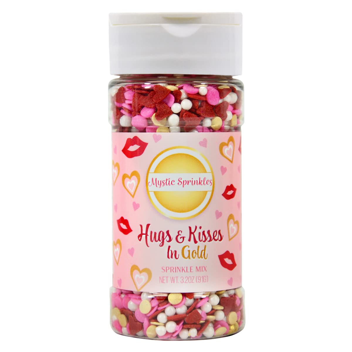 Mystic Sprinkles Valentine'S Day Sprinkle Mixes (Hugs & Kisses In Gold 3.2Oz)