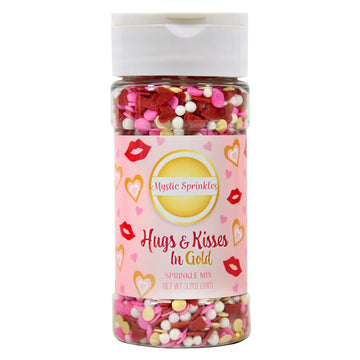 Mystic Sprinkles Valentine'S Day Sprinkle Mixes (Hugs & Kisses In Gold 3.2Oz)