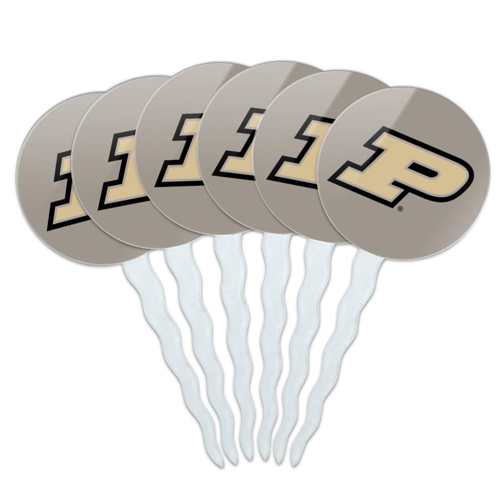 Purdue Boilermakers Logo Secondary Cupcake Picks Toppers Decoration Set of 6