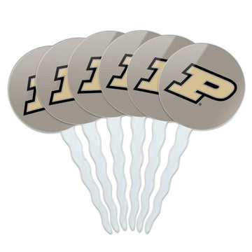Purdue Boilermakers Logo Secondary Cupcake Picks Toppers Decoration Set of 6