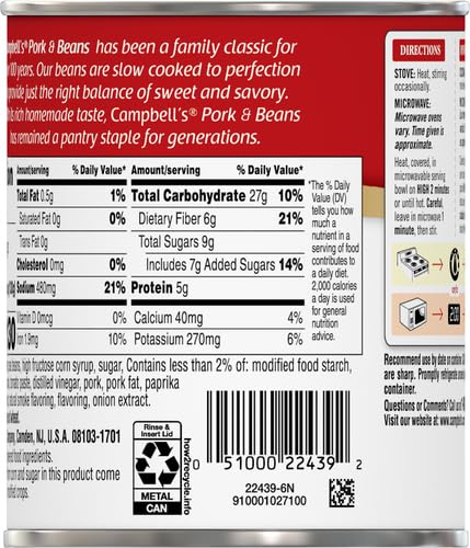 Campbells Pork and Beans, 14.8 Oz Can (Pack of 5)