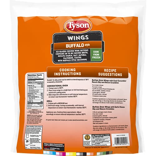 Tyson Buffalo Frozen Chicken Wings, 40 Oz Bag