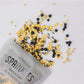 Sweetshop, Sprinkle mix - 10 ounce, Black and Gold, Edible Sprinkles, fancy sprinkles for Baking and Decorating, use on Cupcakes