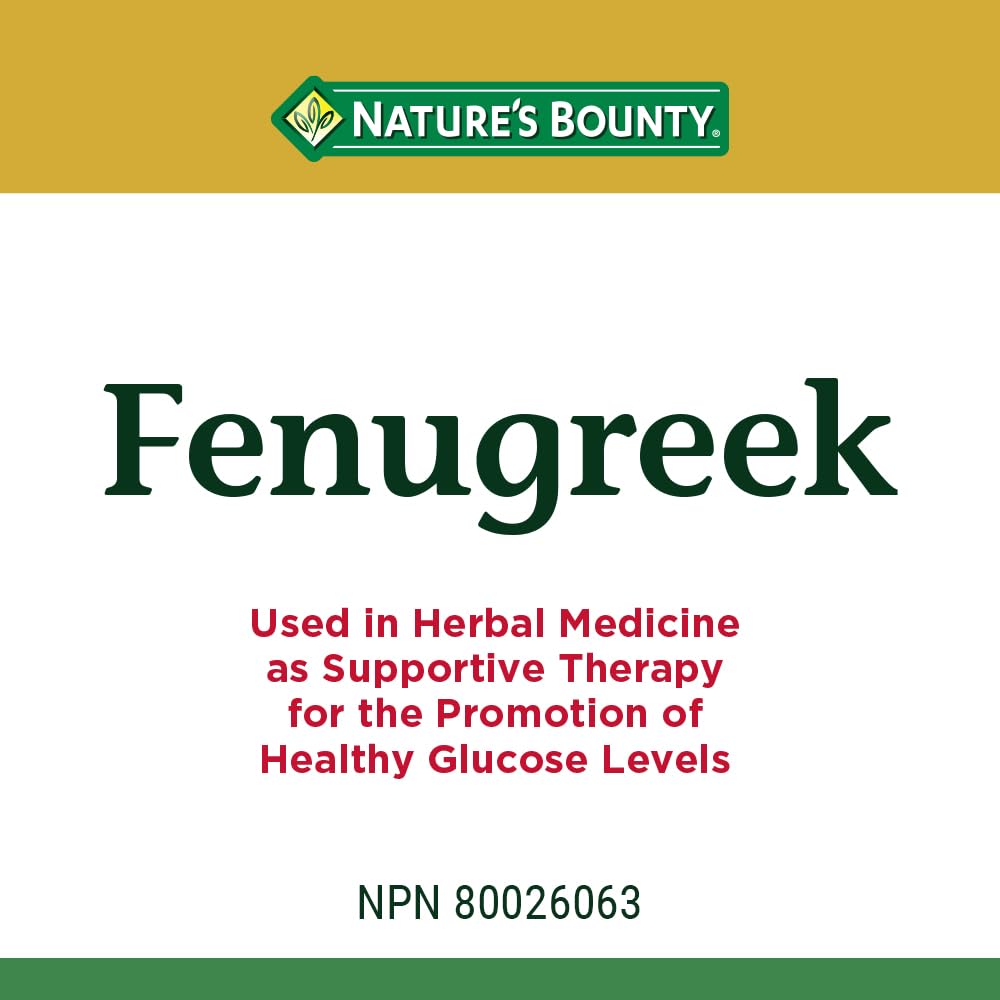 Natures Bounty Fenugreek compact pieces, 100 Count, Gelatin, Contains Silica and Vegetable Magnesium Stearate