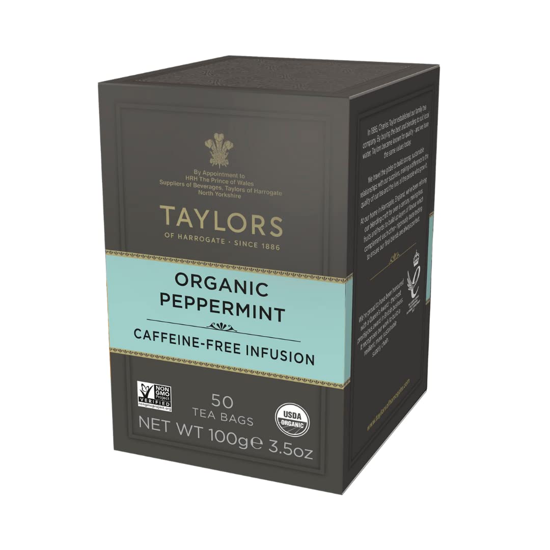 Taylors Of Harrogate Organic Peppermint Herbal Tea, 50 Count