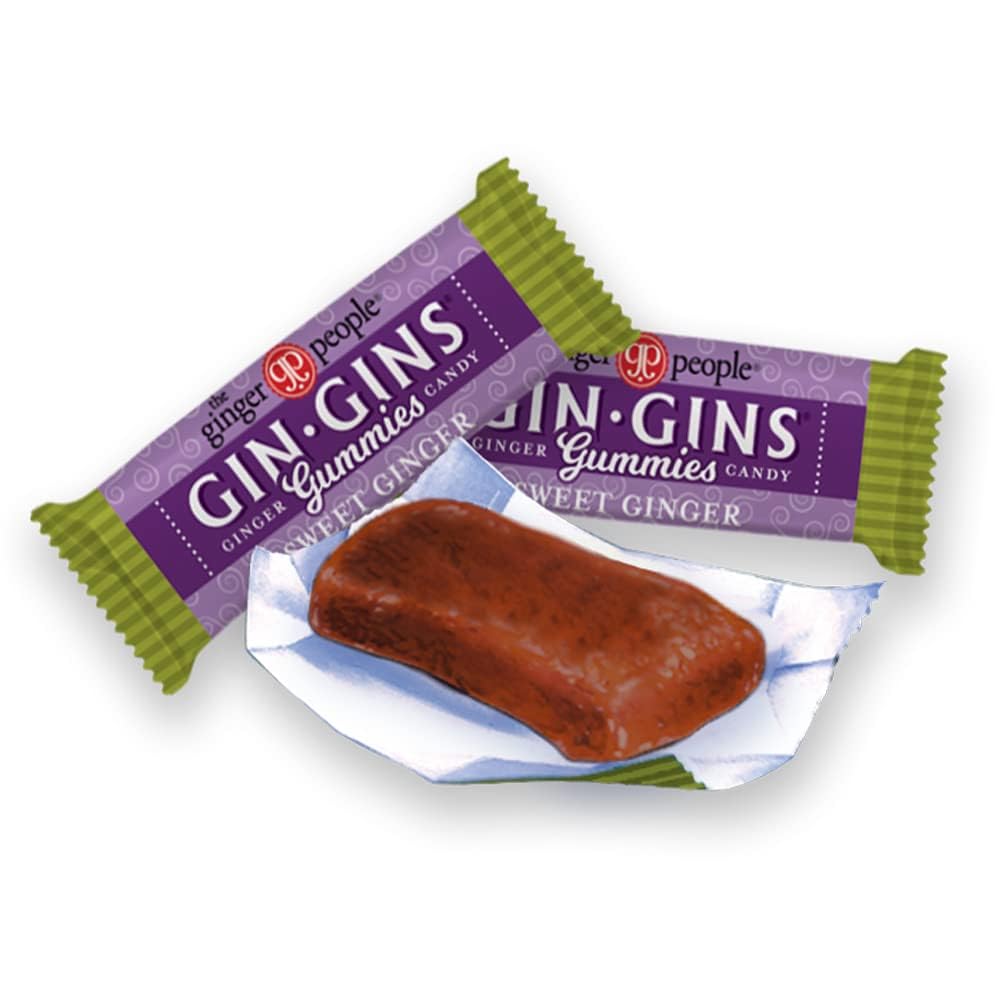 The Ginger People GIN GINS Sweet Ginger Gummies – 1 lb (Pack of 2) – Natural Fresh Ginger Candy