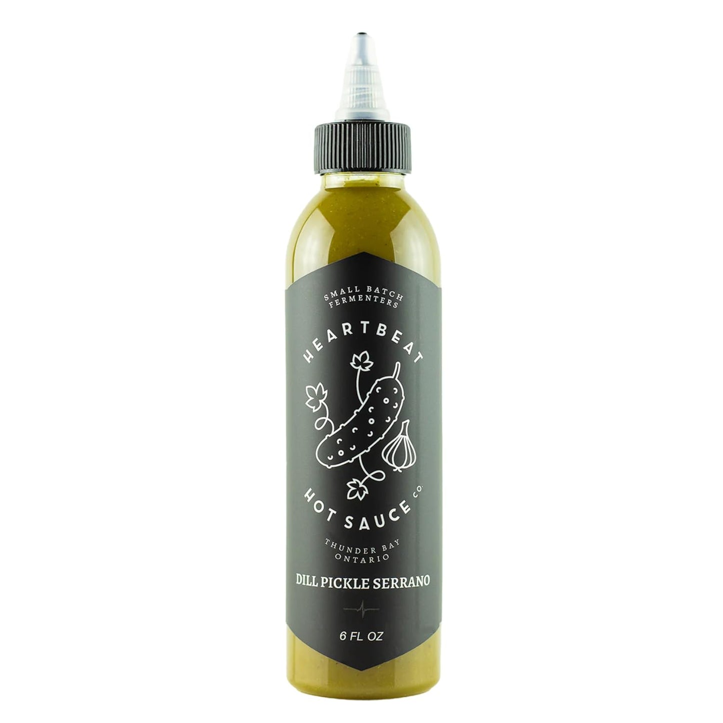 Heartbeat Hot Sauce Co. - Dill Pickle Serrano Hot Sauce, 6 Oz. - Small Batch & Handmade, Vegan, Gluten Free, Preservative Free