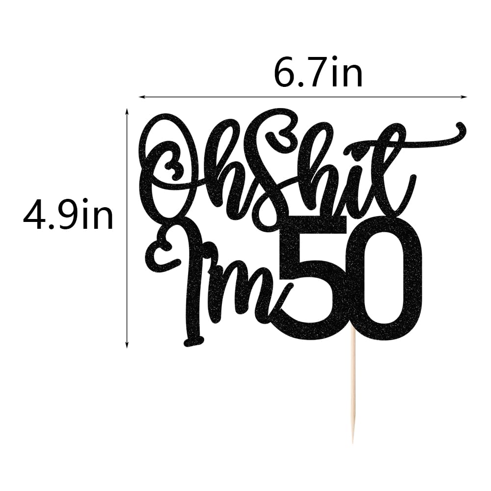 Black Flash Oh Shit I'M 50 Cake Topper, Happy 50Th Birthday/Cheers To 50 Years/Sweet 50, Funny 50Th Birthday Party Decorations S