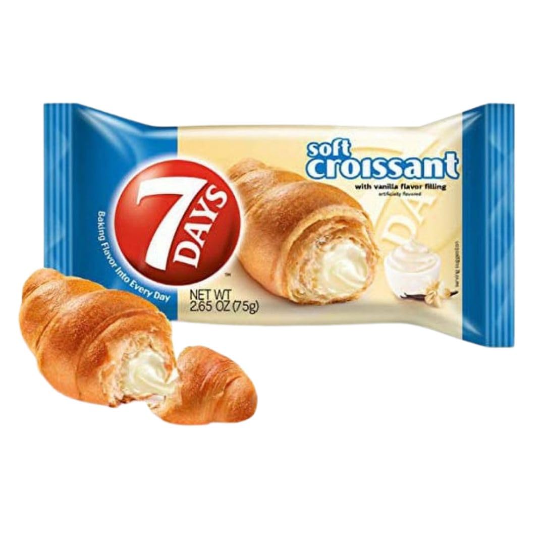 The Snack Store Bundle 7Days Soft Croissant Vanilla Filling, 2.65 Ounce, 2 Boxes Of 6 Count, 12 Total Soft Croissant!
