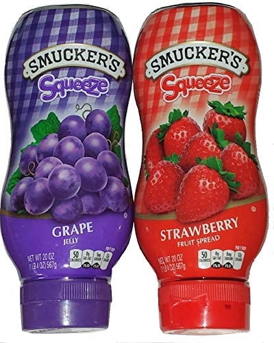 3 Set - Smuckers Squeeze Grape Jelly  Strawberry Fruit Spread, 20 Oz Bottles