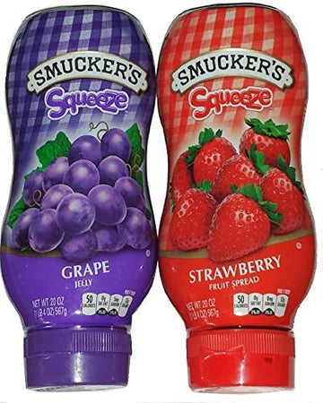 3 Set - Smuckers Squeeze Grape Jelly  Strawberry Fruit Spread, 20 Oz Bottles