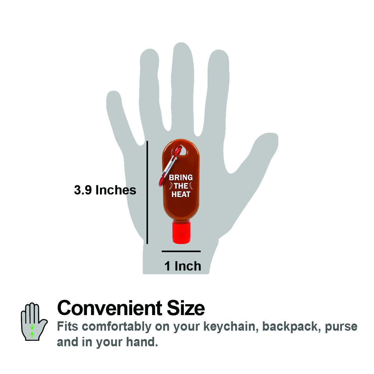 Hot Sauce Keychain Two Pack - 1 Oz Empty Mini Hotsauce Bottle - Refillable Travel Hot Sauce Mini Bottle - Food Grade/Bpa-Free -