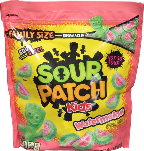 SOUR PATCH KIDS Watermelon Soft & Chewy Candy, Family Size, Bulk Candy, 1.8 lb (Pack of 2)