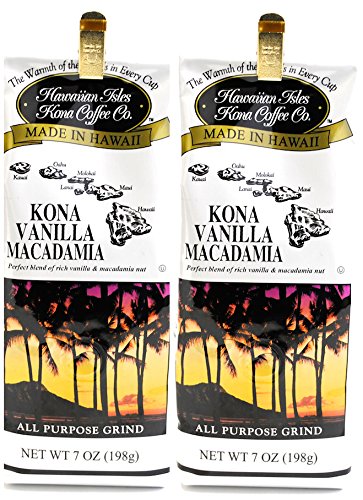 Hawaiian Isles Kona coffee vanilla macadamia nut (7oz) X2 Hawaiian Isles Kona Coffee Vanilla Macadamia Nut