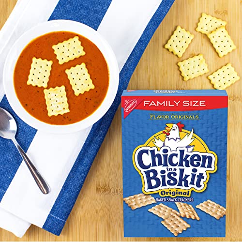 Chicken in a Biskit Original Baked Snack Crackers, Lunch Snacks, Family Size, 12 oz